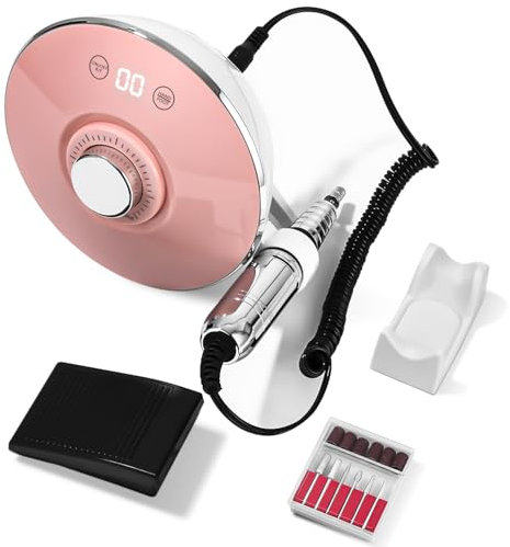 PERMUST Nagelfräser, Fräser für Gelnägel 45000RPM, Nagelfeile Elektrisch, mit Pedalen/Touch-Modus, Elektrische Nagelfeile, Nagelfräser für Gelnägel, Einfacher Einbau