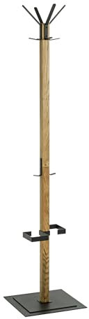 HAKU Möbel Garderobenständer, eiche, schwarz, Massivholz, Metall - Maße: B 40 x H 180 x T 40 cm, Style: Modern