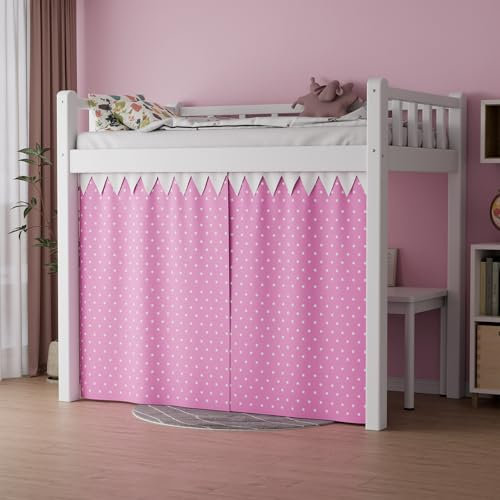 Vpory Etagenbettvorhänge – Hochbettvorhänge Privatsphäre unten Etagenbettvorhang Anpassungsblockout atmungsaktiv Etagenbett Baldachin für Teenager, Kinder, Studenten (rosa Punkte, 1 Pac)