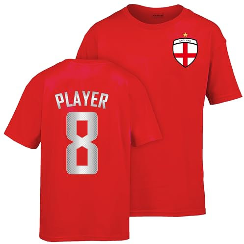 Personalised England Football T-Shirt: Adult England T-Shirt, Custom Top for Fans - England Top