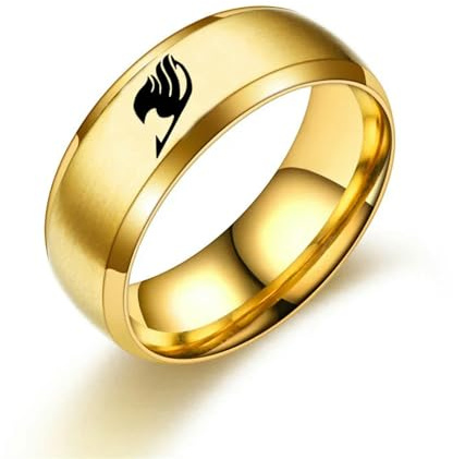 XJruixi Bxzyrt Japanische Anime Fairy Tail Ringe Tattoo Abzeichen Emaille Cartoon Edelstahl Ring Mode Cosplay Schmuck Für Frauen Männer