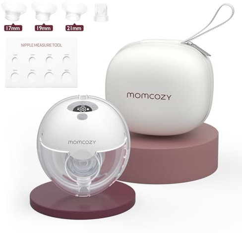 Momcozy Wearable Breast Pump Double-Sealed Flange with 3 Modes & 9 Levels, Portable, 24mm