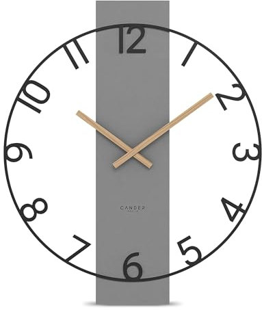 Cander Berlin ELDOR Vintage XXL Wanduhr lautlos 40 cm Metall Holz-Zeiger ohne Tickgeräusche modern schwarz Wohnzimmer