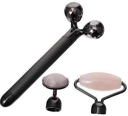 FRCOLOR 1 Masseur De Jade Rouleau Masseur Électrique 3d Rouleau Facial Vibrant Rouleau De Jade Fournitures De Massage Du Visage Rouleau De Beauté Du Visage Cristal De Poudre De Jade