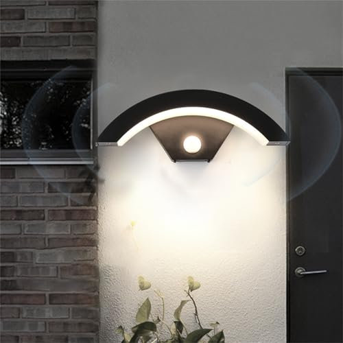 TZSMUM Modern Außenbeleuchtung mit Bewegungsmelder Außenlampe LED Wandleuchte Aussen IP65 Wasserdicht Außenleuchte Garten Außenwandleuchte für Außenbreich Treppenhuaus Terrasse Eingang (Weißes Licht)