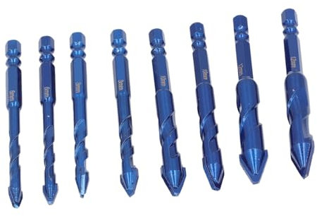 Juego de Brocas Excéntricas con Vástago Hexagonal de 8 Piezas de 6,35 Mm Juego de Brocas Helicoidales con Diseño de Brocas Excéntricas con Cabeza Sesgada para Piedra, Vidrio,