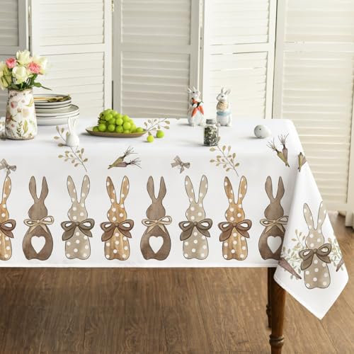 Artoid Mode Kaninchen Hasen Karotten Ostern Tischdecke 140x180 cm, Saisonnal Frühling Fleckschutz Tischwäsche Küche Dekoration Party Dekor