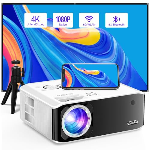 [Upgrade Manual Focus] 2025 XuanPad Verbessertes WiFi Bluetooth Mini Beamer, Mini Projektor HD 1080P Unterstützt, Heimkino Video Projector Kompatibel Mit Tv Stick/HDMI/USB/AV/Laptop/iPhone/Android