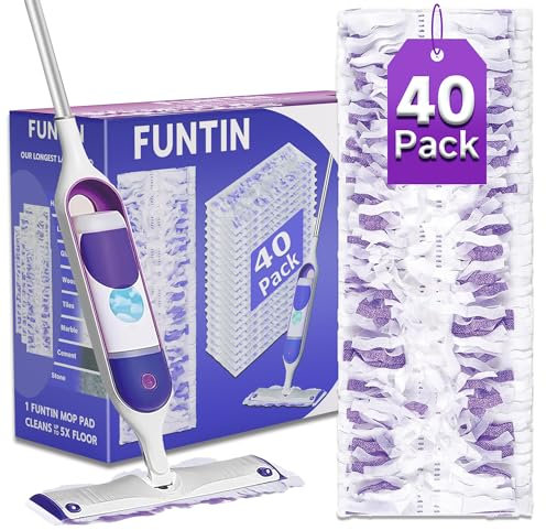 Funtin Power Mop Pads for Swiffer PowerMop, Thickened Unscented Disposable Mopping Refills, Dry & Wet Use for Floor Cleaning | MOP NOT Included, 40-Pack