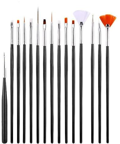 NIRPAUS Nail Art Paint Brush Set 15 Pieces High Quality Nail Tool Wooden Handle and Nylon Hair Women Girl's Gift Professional Manicure Nail Professional Acrylic Design Salon Painting Manicure