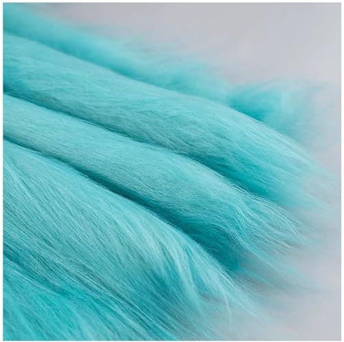 YZRXD Plüsch Kunstpelz Stoff Langflor 40 Farben Kunstfell Fellimitat Stoff 180x50cm für DIY-Basteleien Zwerge Bart Cosplay Kostüm Dekoration Stuhl Abdeckung(Color:türkis)