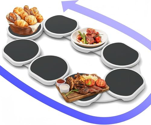 Drehbares Serviertablett Für Den Tisch, Lazy Susan-Drehteller Für Esstische, Ausziehbares Drehtellertablett Für Rechteckige, Längliche Tische, Küchen-Esstische – Zusammenkünfte Grey