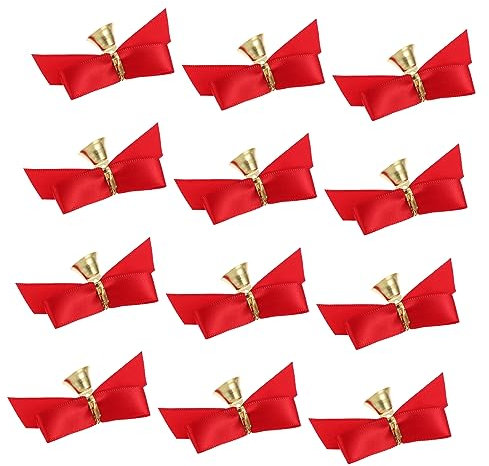 MAGICLULU 24piezas Navideños De Poliéster Decoración para Navidad Campana De Adorno Lavables Resistente