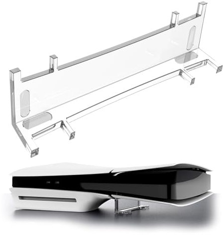 Supporto PS5 Slim,Base PS5 Slim,Base Playstation 5 Slim,Stand PS5 Slim,Trasparente Acrilico Supporto Orizzontale PS5 Slim,Base per PS5 Slim Disc/Digital Edition,Supporto Playstation 5 Slim