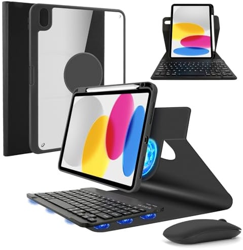Nsyee Custodia con tastiera girevole magnetica per iPad A16 11a generazione 11/10a generazione 11
