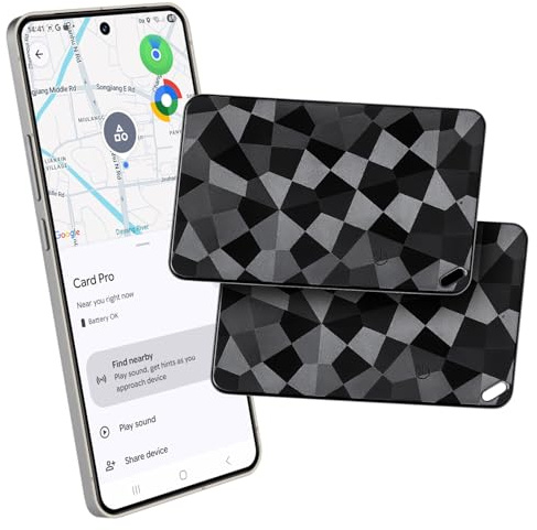 Reyke Wallet Tracker Card 2 Pack – Slim Bluetooth Tracker Karte kompatibel mit Apple Find My & Android Find Hub, Wiederaufladbare Karte für Geldbörse, Koffer & Reisepass