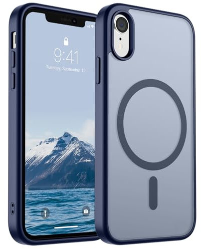 SUPFINE Magnetic for iPhone XR Phone Case(Compatible with MagSafe)(Military Grade Drop Protection) Slim Translucent Matte Shockproof with Anti-Fingerprint Phone Case,Navy Blue