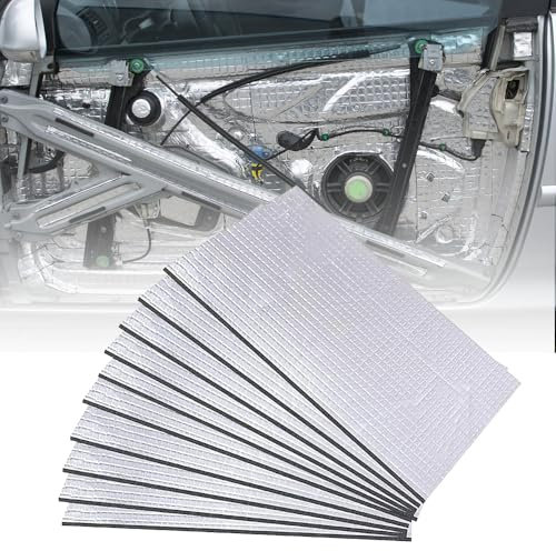 YANGUN Lot de 10 tapis d'isolation phonique pour voiture, 250 x 180 x 5 mm, tapis d'insonorisation pour voiture, anti-vibration, auto-adhésif, ignifuge, résistant à l'humidité, imperméable, pour