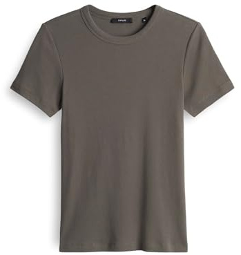OPUS Damen Kurzarmshirt | SAMUNA Feines Rippshirt Slim aus BCI Cotton Mix Olive Leaf, 44