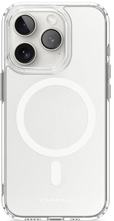 VONMÄHLEN Transparent Case – Hülle mit Anti-Gilb-Schutz, kompatibel mit MagSafe, Kamera- und Displayschutz, geeignet für iPhone 15 Pro