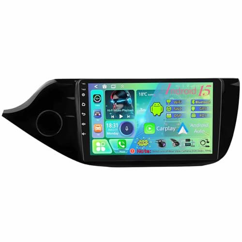 9 Pulgadas Pantalla Táctil Android 15 Radio 2 DIN para KIA Ceed CEED JD 2012-2016 con Carplay GPS Navigation Bluetooth Controles del Volante Cámara de Respaldo(T300 [4+64G])