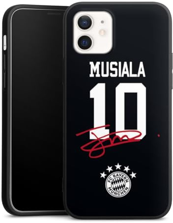 Premium Silikon Hülle kompatibel mit Apple iPhone 12 Handyhülle schwarz Case FC Bayern München Jamal Musiala FCB