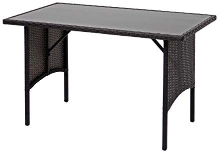 PROREGAL Poly-Rattan Esstisch, HxBxT 68,5x112x60 cm, Gastronomie, Schwarz, Esszimmertisch Gartentisch Tisch