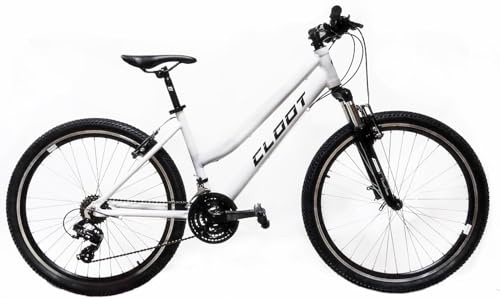 CLOOT Mountainbike 26 Zoll für Jugendliche mit Aluminiumrahmen Shimano 21 Gang Federgabel V Brake Reifen 26x1.90 Alltag Gelände Weiß Vielseitig Komfortabel Stabil Robust Taille Unique 145cm a 165cm