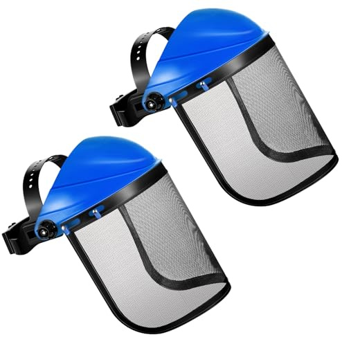 Hestya 2 Sicherheit Gesichtsschutz Helme mit Visier Helm, Blau | Verstellbarer Schutzhelm mit Visier, Gesichtsschutzschild für Rasentrimmer, Gartenarbeit, Holzeinschlag, Rasen, Forst