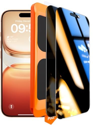 TOCOL Verre Trempé Anti Espion pour iPhone 17 Pro | Lot de 2, Anti-Espion 25°, Facile à Installer, 9H Résistant aux Rayures, Facile à Nettoyer, Coques de Téléphone Compatibles