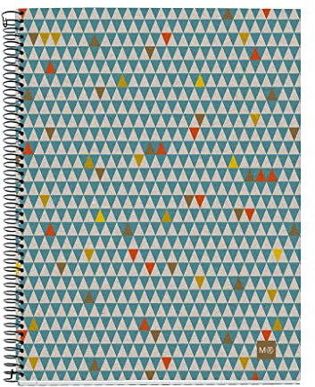 Miquelrius Notizbuch, 100 % recycelt, Spiralbindung, mikroperforiert, A4, Karton, 120 Blatt mit 4 farbigen Streifen, 7 mm liniert, Ecotriangle