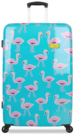 BHPPY Reisekoffer Groß 76x49x29cm - Hartschalen Reisekoffer mit Rollen - 95L - Zahlenschloss - Flamengogo