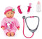 Bayer Design 93378AA Doktorpuppe, mit Babylauten, sprechend, Fläschchen, Arzt-Spiel-Set, Rollenspiele, 33cm, Rosa mit Mausmotiv