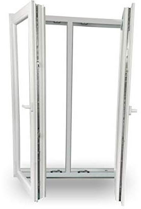 JeCo Fenster Kunststofffenster Wohnraumfenster - 2 flügelig mit Pfosten - BxH:1300x1400 mm - 2-fach-Verglasung - 60 mm Profil - Sondermaße möglich