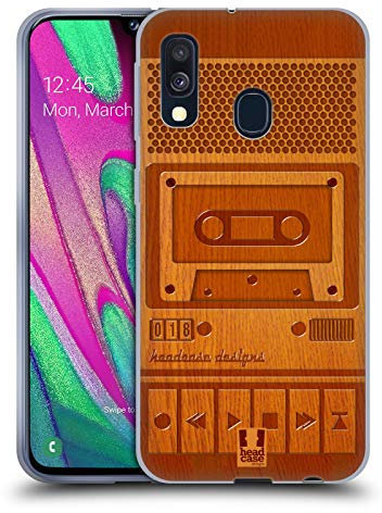 Head Case Designs Magnétophone Gadget en Bois Coque en Gel Doux Compatible avec Samsung Galaxy A40 (2019)