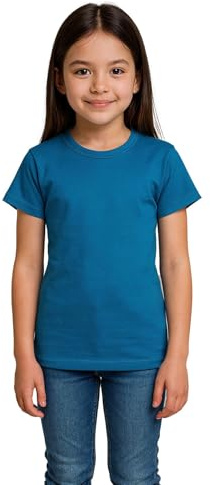 A2Z 4 Kids Girls Cotton T Shirt Plain Crew Neck - Girls T Shirt Blue 5-6