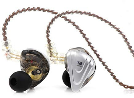 Linsoul KZ ZSX 5BA+1DD - Auriculares híbridos de Alta fidelidad con Placa Frontal de aleación de Zinc, Cable Desmontable de 2 Pines de 0.75 mm para músico audiófilo (sin micrófono, Negro)