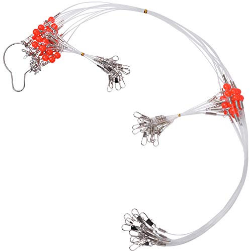 AGOOL Fishing Wire Leaders Rigs - 12/24pcs White Nylon High-Strength Fishing Wire Rigs Fishing Leaders Saltwater Fishing Trace Lures Steel Wire Leader Spinner Fishing Line Tackle