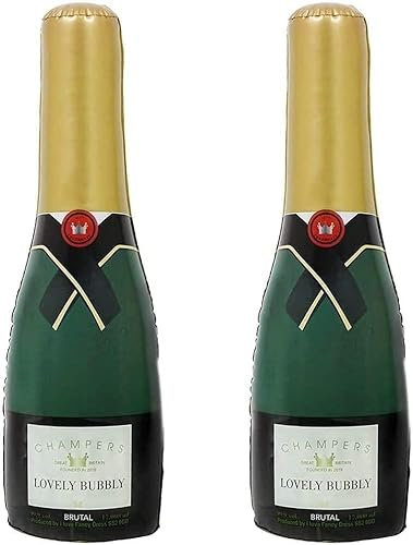 BOUTEILLE DE CHAMPAGNE DE LUXE GÉANTE 6FT/180CM. UNE BOUTEILLE GONFLABLE AVEC UNE MOTIF D'ÉTIQUETTE. CONVIENT AUX DÉCORATIONS DE FÊTE, MARIAGES & ANNIVERSAIRES & ACCESSOIRES DE PISCINE. PACK DE 2