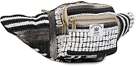 Suman Enterprises Hanf-Bauchtasche, verstellbare Taille, mehrere Taschen, Hüfttasche für alle Zwecke, Weiß, Large