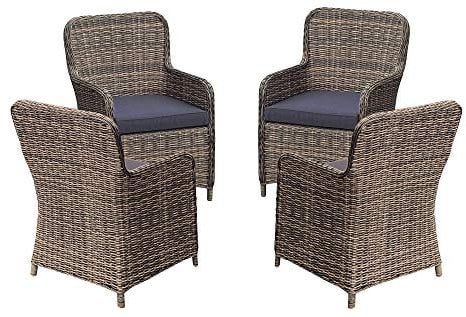 Dynamic24 4X Polyrattan Sessel Stuhl Gartenstuhl Rattan Optik Korbsessel Gartensessel