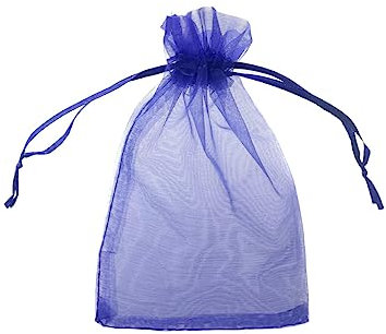100 x Organzabeutel Verschiedene Größen, große Farbauswahl, Organzasäckchen Geschenkbeutel Geschenkverpackung (Blau, 7 x 9 cm)