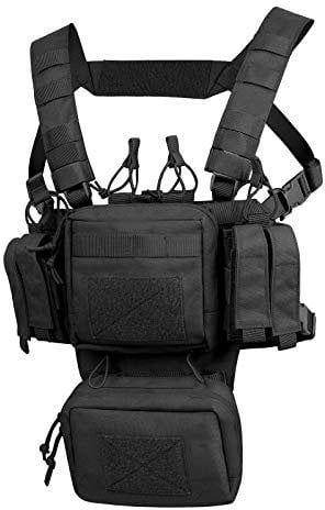 VISMIX Taktisches Brust-Rig, verstellbare und abnehmbare MOLLE-Brustvorfächer mit Mag-Tasche