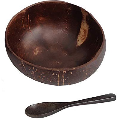 URFEDA Kokosnuss-Schale mit Löffel Bio Kokosnussschale langlebig leicht zu reinigen Kokosnussschalen leicht | vegan freundlich | Frühstücksschalen Geschenk für Veganer