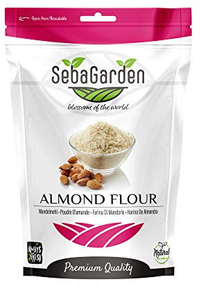 Seba Garden Extra Fine Almond Flour 1 KG – Blanched Ground Almonds from California, Keto Friendly, Gluten Free Baking Flour, Resealable Ziplock Pack