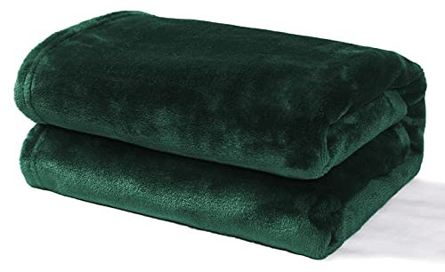 Exclusivo Mezcla Fleece Throw Blanket for Couch, Super Soft and Warm Blankets, Forest Green Throw All Season Use, Cozy, Plush, Lightweight, 100x127 CM