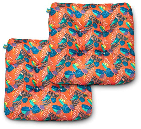 DUCKCOVERS® Pool Party Flamingo Water-Resistant Indoor/Outdoor Seat Cushions, 19 x 19 x 5 Inch, 2 Pack, Outdoor Patio Cushions