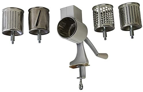 Reibemaschine mit 5 Trommeln und Zwinge; pulverbeschichtet