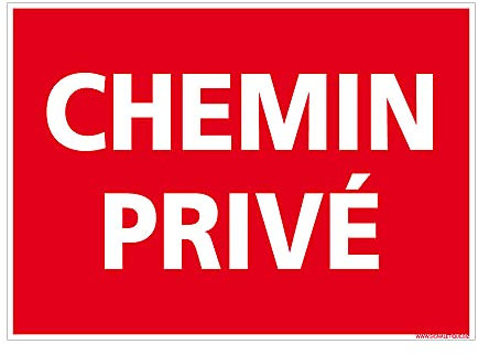 Panneau Chemin Privé - Panneau d’Interdiction pour Voies privées - Panneau de signalisation rectangulaire Fond Rouge - Chemin privé accès Interdit au Public, Plaque de Chemin privé - 250 x 180 mm