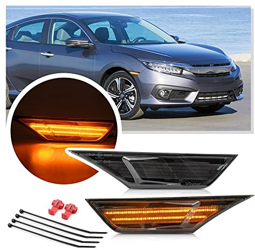 Ayikeiy 2pcs LED side indicators side repeater marker amber lights turn signal lights compatible with Honda Civic 10th Gen 2016-2021